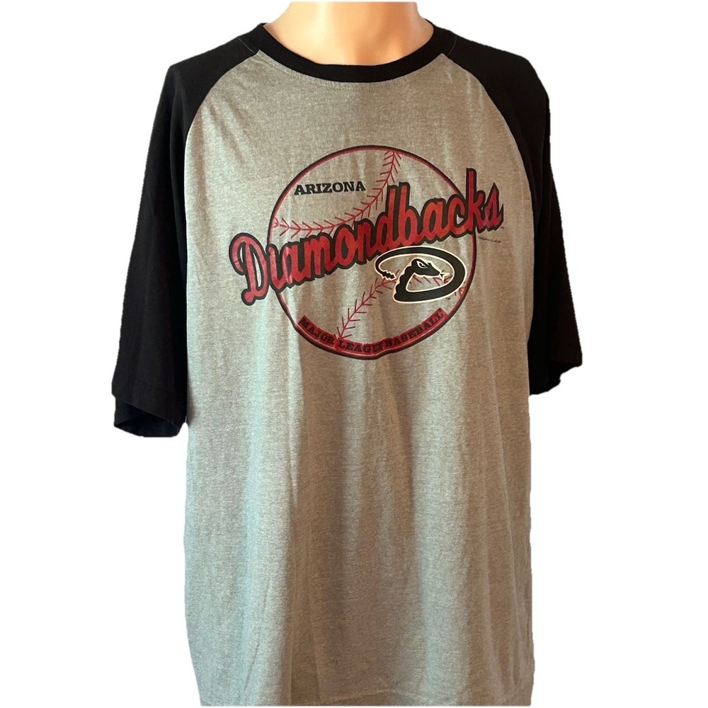 Arizona Diamondbacks Large T-Shirt Gray Black‎ & Red MLB Genuine Merchandise